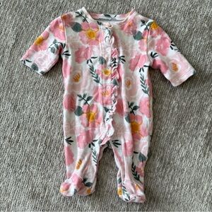 Ever & Ever Preemie Floral Footed Sleeper Ruffle Snap Cotton